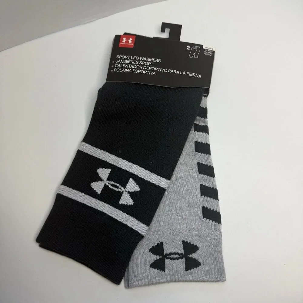 Under Armour Women’s 2 Pair Black And Gray Sport Leg Warmers New